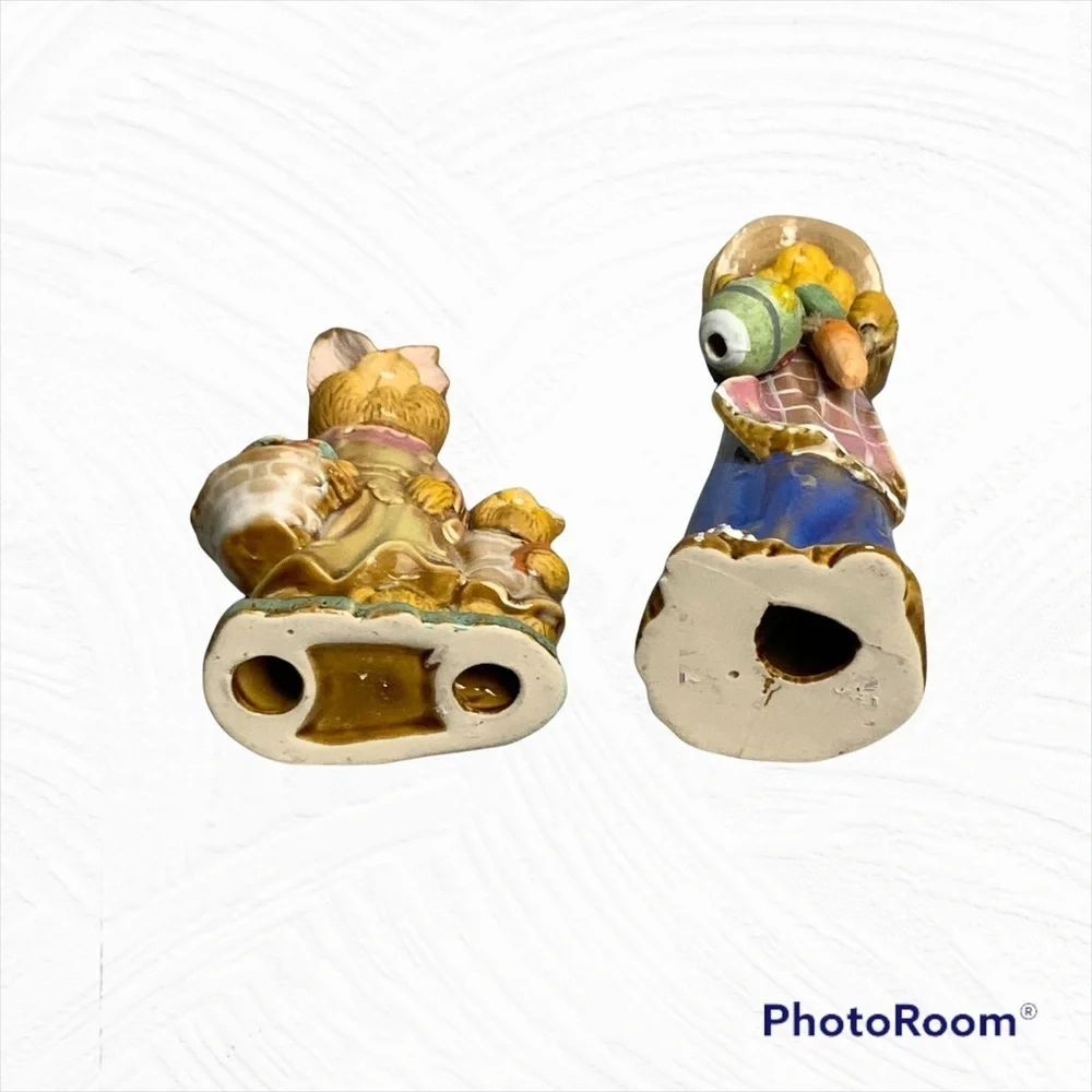 2 Porcelain Rabbit Easter Figurines